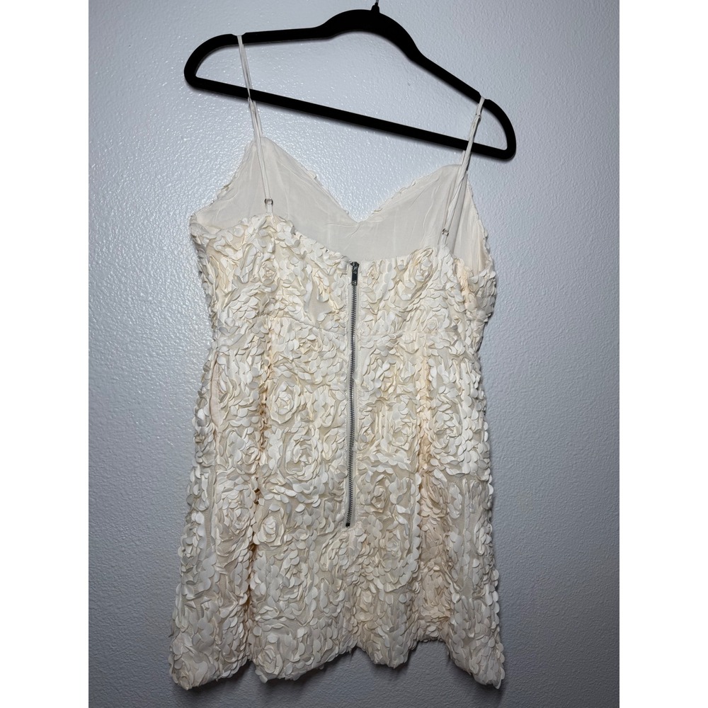 Alpha & Omega Cream 3D Rosette Floral Mini Dress V-Neck Spaghetti Strap Medium - Picture 8 of 10